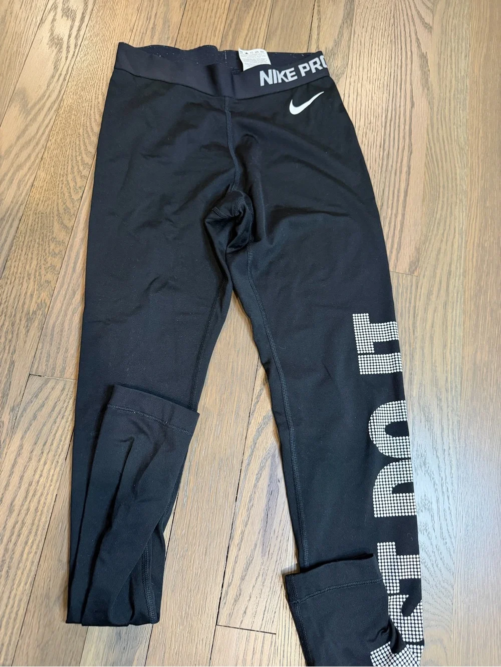 Nike Black Leggings with Rhinestone Logo Detail